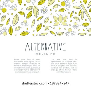 Alternative Medicine Banner with Space for Text, Homeopathy, Naturopathy, Ayurveda, Acupuncture, Holistic Medicine Poster, Flyer, Brochure Template Vector Illustration