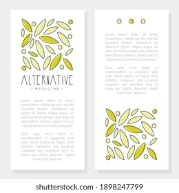 Alternative Medicine Card, Homeopathy, Naturopathy, Holistic Medicine Banner, Flyer, Brochure with Text Vector Illustration