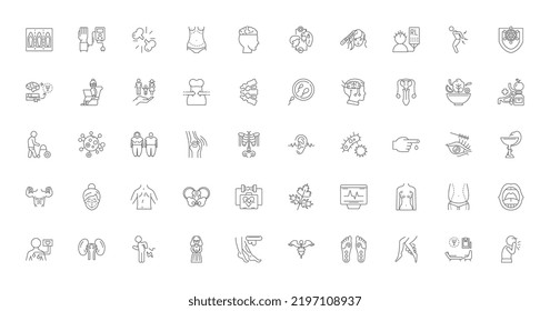 Alternative medicine concept illustration, linear icons, line signs set, vector collection