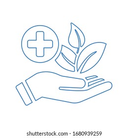 Alternative medicine, herbal, traditional medicine outline icon logo
