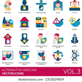 Alternative Medicine Icons including Acupressure, Acupuncture, Advantages, Alternative Medicine Certification, Alternative Medicine Conference, Alternative Medicine Course