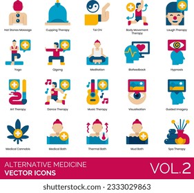 Alternative Medicine Icons including Acupressure, Acupuncture, Advantages, Alternative Medicine Certification, Alternative Medicine Conference, Alternative Medicine Course