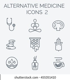  Alternative Medicine icons Part 2.
Anti-Aging, Wellness, Ayurveda, Chinese Medicine, Holistic centre, Ganoderma Mushroom.