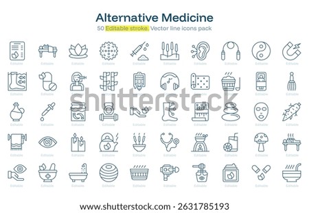 Alternative Medicine line icon pack. Alternative Medicine Stroke icon set. Editable Stroke icon