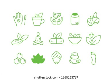 Alternative Medicine Line Vector Icon Set