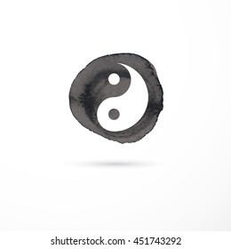 Alternative medicine and martial, yin yang concept - vector watercolor icon