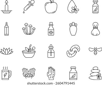 Alternative Medicine Outline Vector Icons Pack