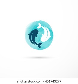Alternative medicine and wellness, yin yang concept - vector watercolor icon