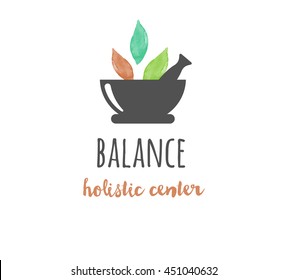 Alternative medicine and wellness, yoga - vector watercolor icon, logo