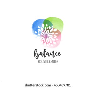 Alternative medicine and wellness, yoga, zen meditation concept - vector watercolor icon, logo