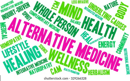 Alternative Medicine word cloud on a white background. 