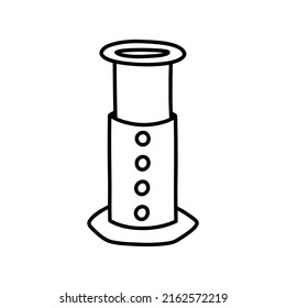 alternative method of making aeropress coffee doodle icon, vector illustration