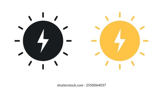 Ícone de energia alternativa definido em preto e colorido versão