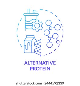 Alternative protein blue gradient concept icon. Animal free food, dairy products. Organic materials cultivation. Round shape line illustration. Abstract idea. Graphic design. Easy to use in blog post