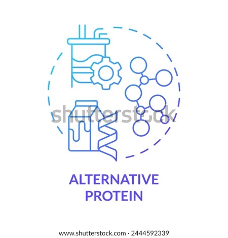 Alternative protein blue gradient concept icon. Animal free food, dairy products. Organic materials cultivation. Round shape line illustration. Abstract idea. Graphic design. Easy to use in blog post