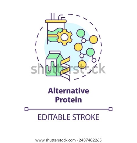 Alternative protein multi color concept icon. Animal free food, dairy products. Organic materials cultivation. Round shape line illustration. Abstract idea. Graphic design. Easy to use in blog post