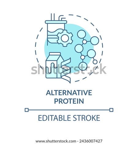Alternative protein soft blue concept icon. Animal free food, dairy products. Organic materials cultivation. Round shape line illustration. Abstract idea. Graphic design. Easy to use in blog post
