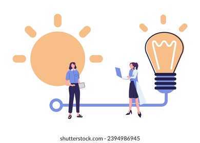 fuentes alternativas de energía renovable. energía solar, paneles solares tecnológicos ilustración plana