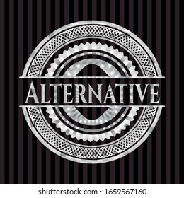 Alternative silver emblem or badge. Vector Illustration. Mosaic.