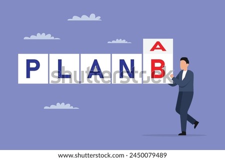Alternative solution or business strategy plan A and B 2d flat vector illustration