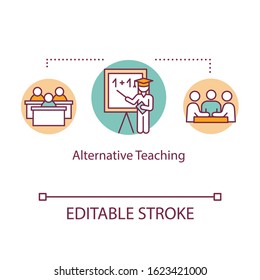 Alternative teaching concept icon. Specialized studying program. Group learning. Inclusive education idea thin line illustration. Vector isolated outline RGB color drawing. Editable stroke