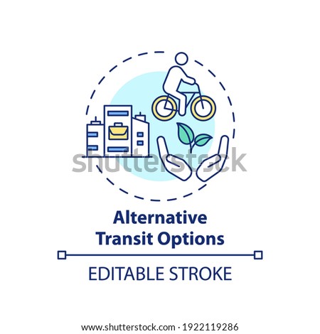 Alternative transit options concept icon. Workplace wellness idea thin line illustration. Walking and biking. Alternative fuel vehicles. Vector isolated outline RGB color drawing. Editable stroke