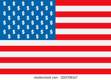 alternative USA flag with the dollar symbols