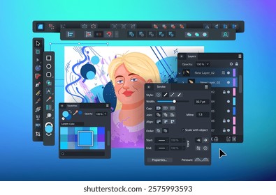 Alternative Vector and Raster Graphics Editor Illustration. Tools Panel