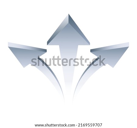 Alternative ways. Three separation pathways, 3d crossroad path arrows for uncertainty division forking concepts, road separator vector icon