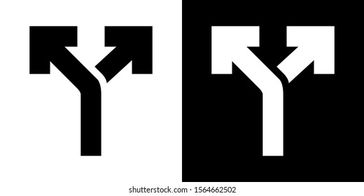 Alternatives Arrows. Glyph Icon in White and Black Version.