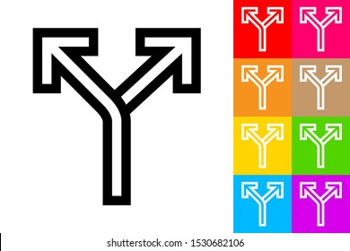 Alternatives Arrows. Line Icon With Different Color Background.