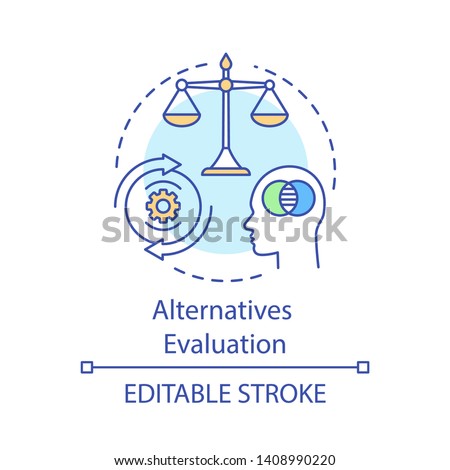 Alternatives evaluation concept icon. Pros and cons, advantages and disadvantages idea thin line illustration. Decision making, logical thinking vector isolated outline drawing. Editable stroke