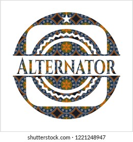 Alternator arabic badge background. Arabesque decoration.