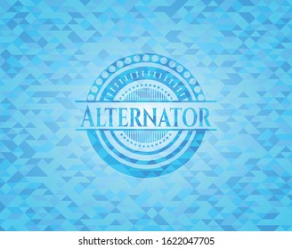 Alternator realistic sky blue emblem. Mosaic background