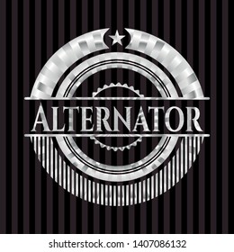 Alternator silver emblem or badge. Vector Illustration. Mosaic.