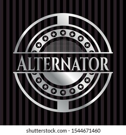 Alternator silvery shiny emblem. Vector Illustration. Mosaic.