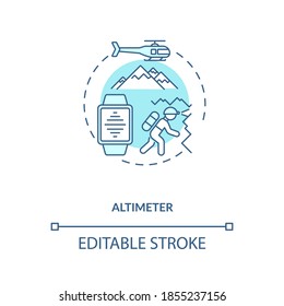 Altimeter concept icon. Device capability idea thin line illustration. Providing detailed data for adventures. Topographical mapping. Vector isolated outline RGB color drawing. Editable stroke