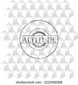 Altitude grey emblem. Vintage with geometric cube white background