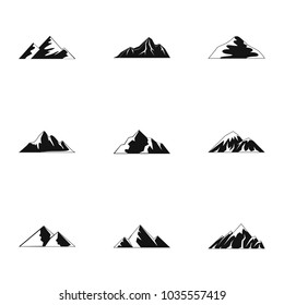 Altitude icons set. Simple set of 9 altitude vector icons for web isolated on white background