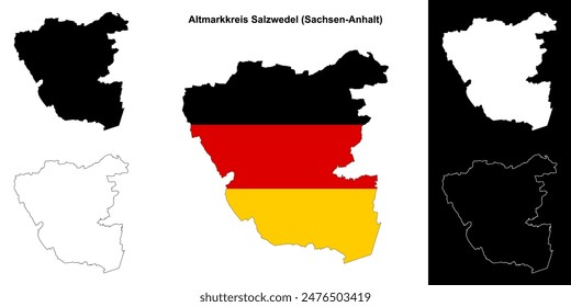 Altmarkkreis Salzwedel (Sachsen-Anhalt) blank outline map set