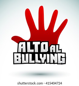 Alto al Bullying - Stop Bullying spanish text, vector icon illustration 