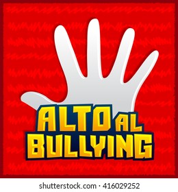 Alto al Bullying - Stop Bullying spanish text, vector icon illustration