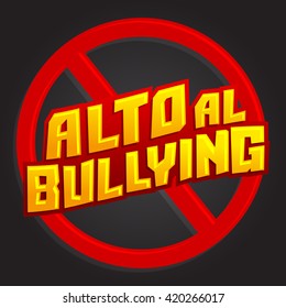 Alto al Bullying - Stop Bullying spanish text, vector icon illustration