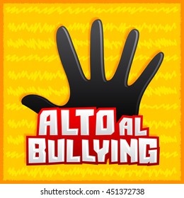 Alto al Bullying - Stop Bullying spanish text, vector icon illustration