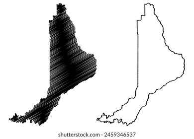 Alto Alegre dos Parecis municipality (State of Rondônia or Rondonia, RO, Municipalities of Brazil, Federative Republic of Brazil) map vector illustration, scribble sketch map