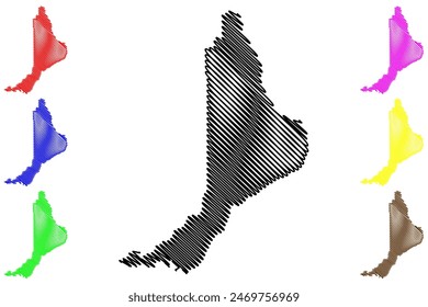 Alto Alegre dos Parecis municipio (Estado de Rondonia o Rondonia, RO, Municipios de Brasil, República Federativa de Brasil) mapa Ilustración vectorial, mapa de dibujo a mano alzada