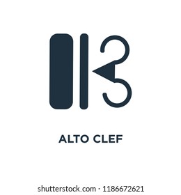 Alto clef icon. Black filled vector illustration. Alto clef symbol on white background. Can be used in web and mobile.