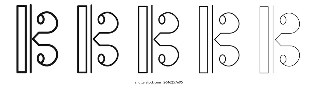 alto clef icon vector outline set illustration sign