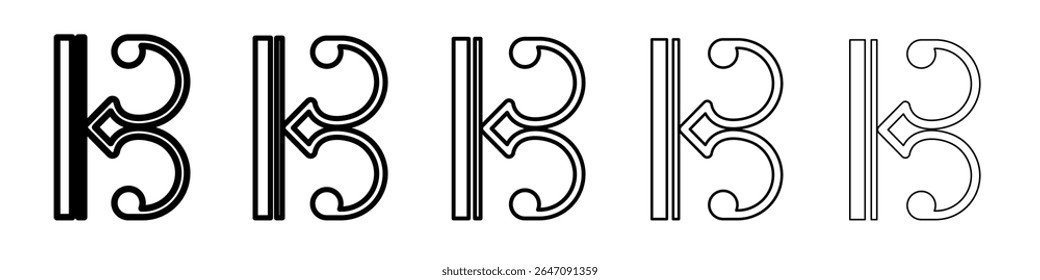 alto clef icon vector outline symbol or illustration