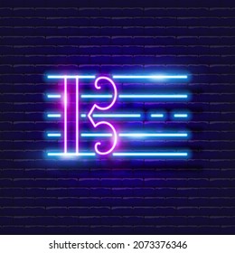 Alto clef neon icon. Music glowing sign. Music concept. Vector illustration for Sound recording studio design, advertising, signboards, vocal studio